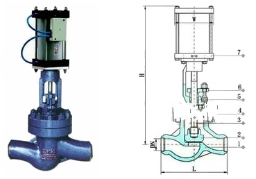 氣動(dòng)焊接截止閥結(jié)構(gòu)圖